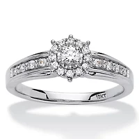 1/4 TCW Round Diamond Halo Engagement Ring 10k White Gold