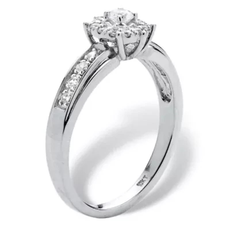 1/4 TCW Round Diamond Halo Engagement Ring 10k White Gold