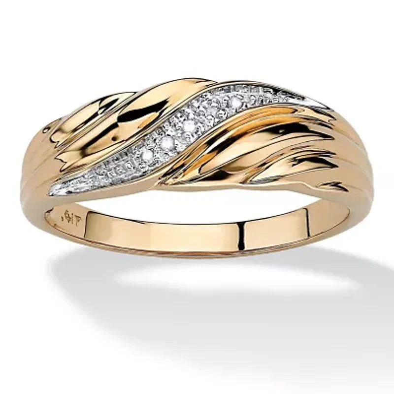 Men's Diamond Accent 10k Gold Swirled Wedding Band Ring
