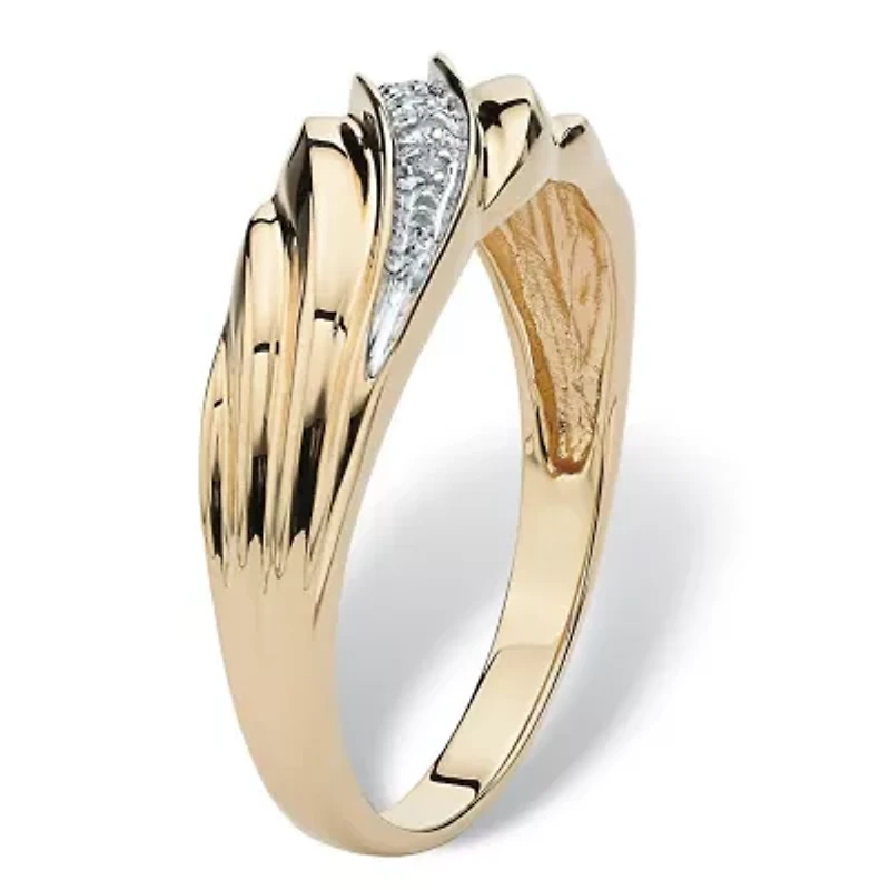 Men's Diamond Accent 10k Gold Swirled Wedding Band Ring