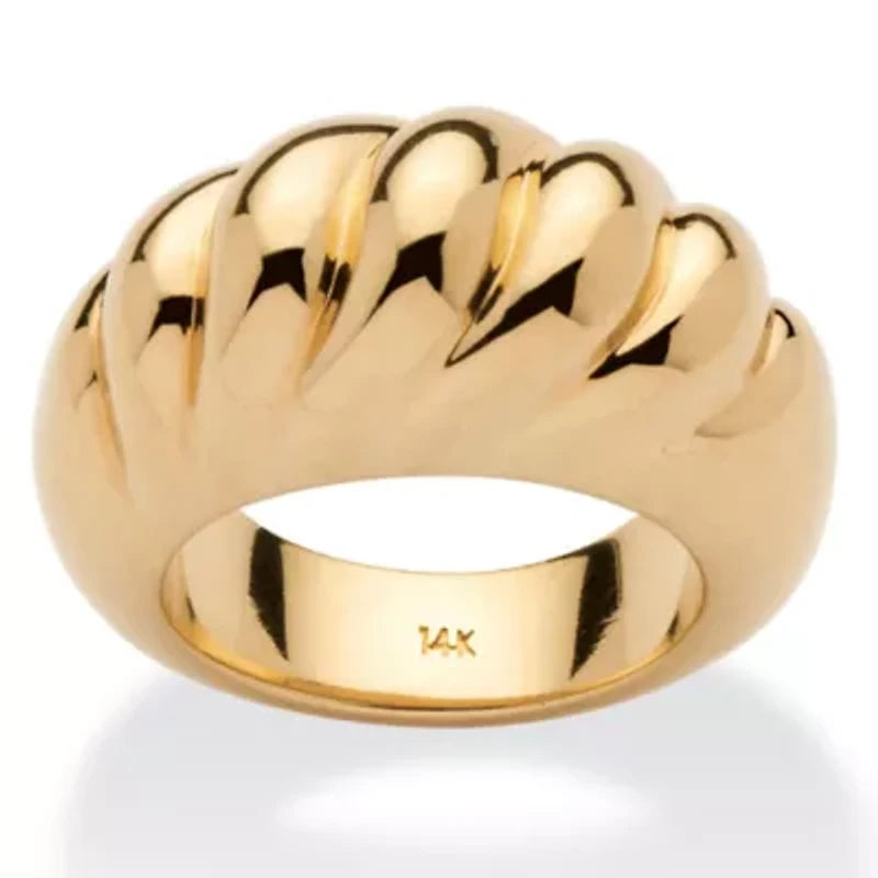14k Gold Ultra-Lightweight Nano Diamond Resin Filled Shrimp-Style Dome Ring
