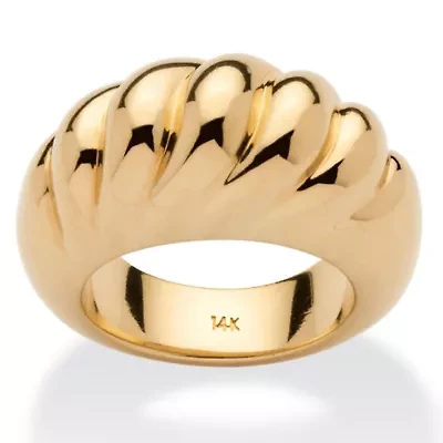 14k Gold Ultra-Lightweight Nano Diamond Resin Filled Shrimp-Style Dome Ring