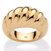 14k Gold Ultra-Lightweight Nano Diamond Resin Filled Shrimp-Style Dome Ring