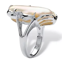 Cultured Freshwater Pearl and White Topaz .925 Sterling Silver  Ring