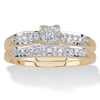 1/8 Cttw. 2-Piece 10k Yellow Gold Diamond Engagement Wedding Ring Set
