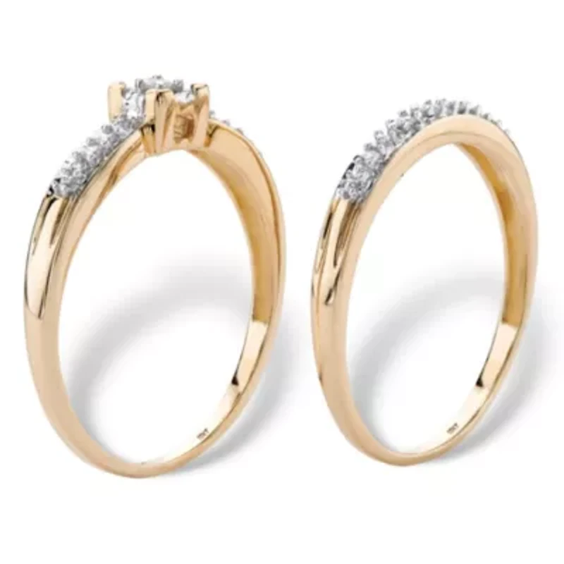 1/8 Cttw. 2-Piece 10k Yellow Gold Diamond Engagement Wedding Ring Set