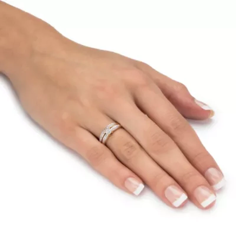 1/8 Cttw. 2-Piece 10k Yellow Gold Diamond Engagement Wedding Ring Set