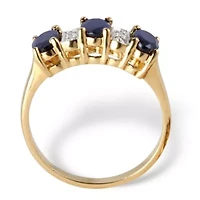 1.86 TCW Oval-Cut Genuine Blue Sapphire Gold-Plated Sterling Silver Ring