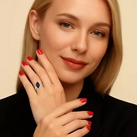 Marquise-Shaped Genuine Onyx .925 Sterling Silver Classic Ring