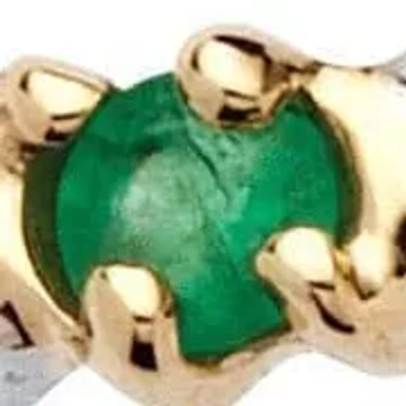 .32 TCW Genuine Round Emerald and Diamond Accent Ring 10k Gold