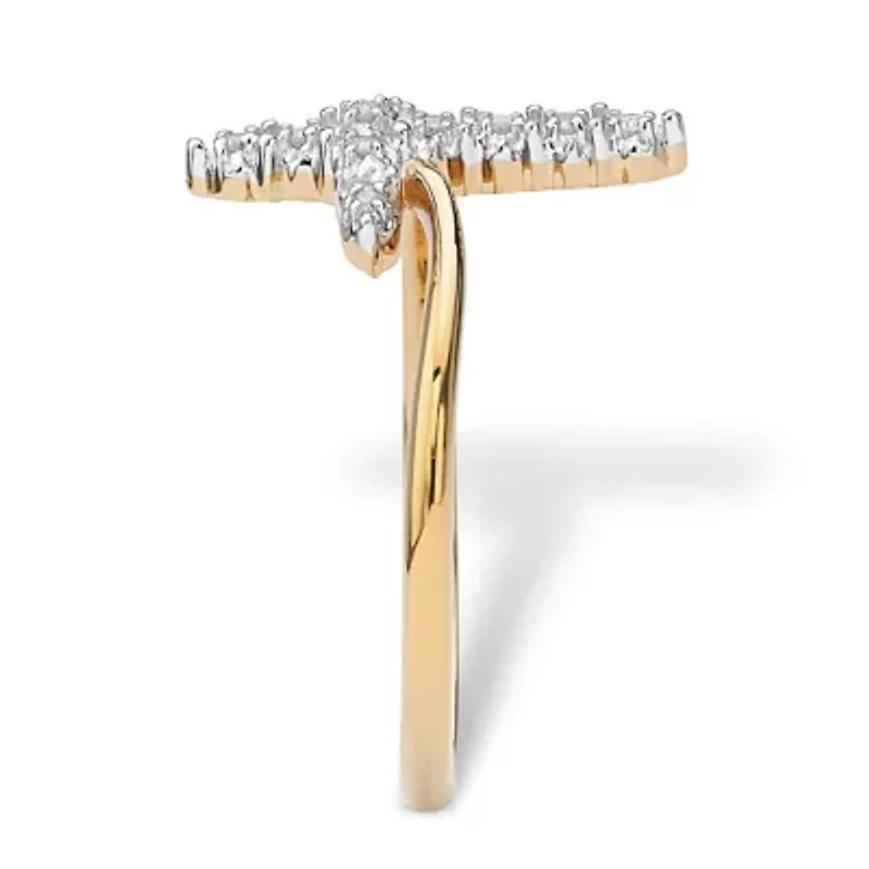 Diamond Accent Cross Ring Gold-Plated Sterling Silver