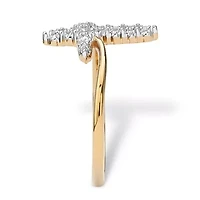 Diamond Accent Cross Ring Gold-Plated Sterling Silver