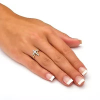 Diamond Accent Cross Ring Gold-Plated Sterling Silver
