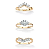 1/5 TCW Diamond 18k Yellow Gold-plated Sterling Silver 3-Piece Wedding Ring Set