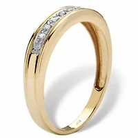 Men's 1/10 TCW Round Diamond 10k Yellow Gold Anniversary Ring Wedding Band