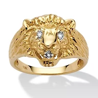 Men's Diamond Accent 10k Yellow Gold Lion's Head Ring