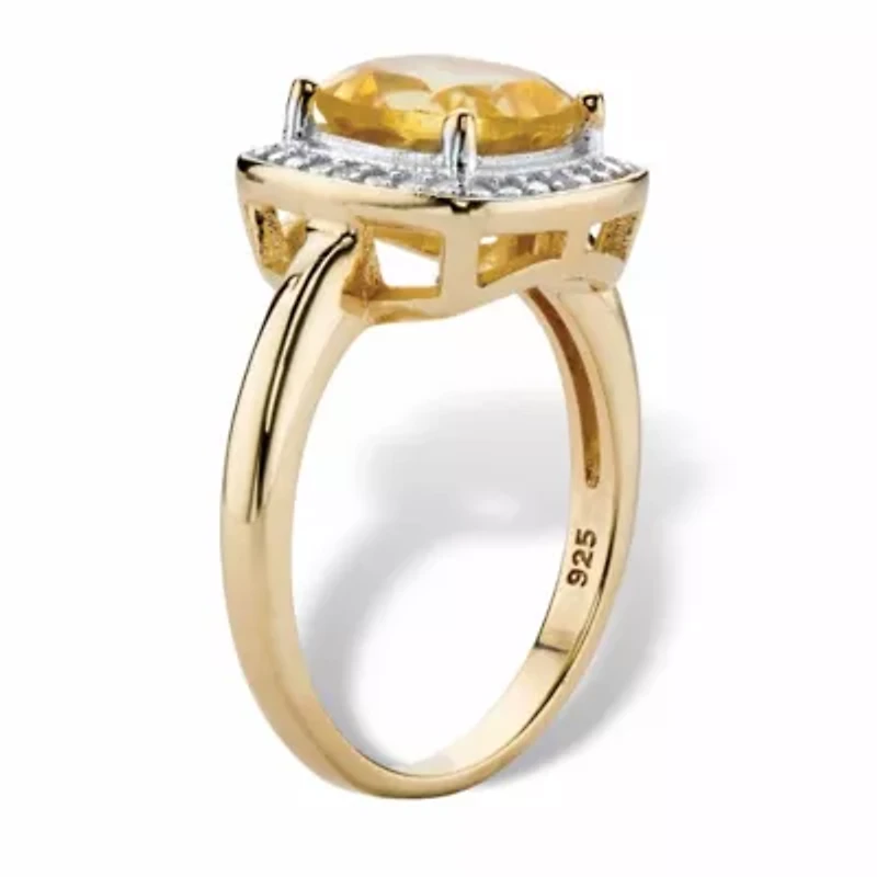 1.85 TCW Genuine Citrine Diamond Accent 14k Gold-plated Silver Halo Ring