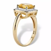 1.85 TCW Genuine Citrine Diamond Accent 14k Gold-plated Silver Halo Ring