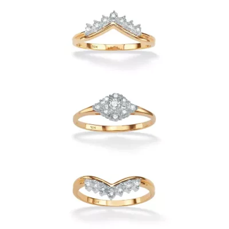 1/5 TCW Round Diamond Three-Piece Bridal Set 10k Gold