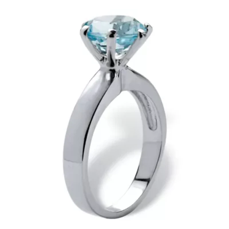 3.80 TCW Round Genuine Blue Topaz Solitaire Ring .925 Sterling Silver