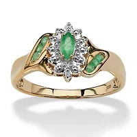 .38 TCW Genuine Emerald Diamond Accent 18k Gold-plated Sterling Silver Ring