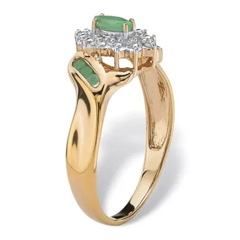 .38 TCW Genuine Emerald Diamond Accent 18k Gold-plated Sterling Silver Ring
