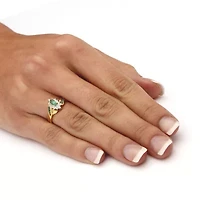 .38 TCW Genuine Emerald Diamond Accent 18k Gold-plated Sterling Silver Ring