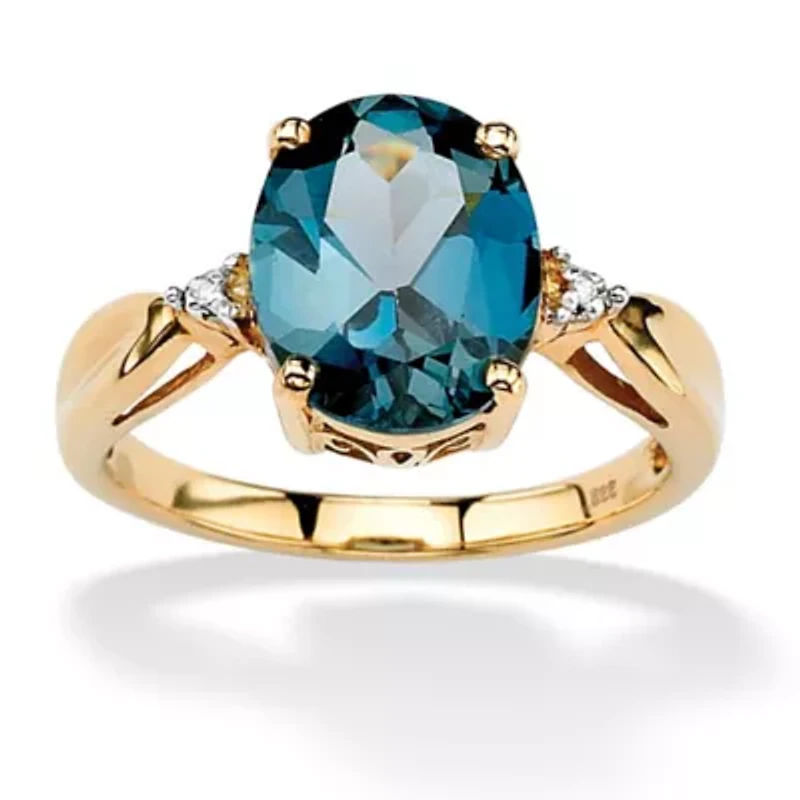 4.51 TCW Genuine London Blue Topaz Ring Gold-Plated Sterling Silver