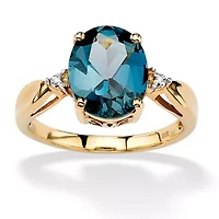 4.51 TCW Genuine London Blue Topaz Ring Gold-Plated Sterling Silver