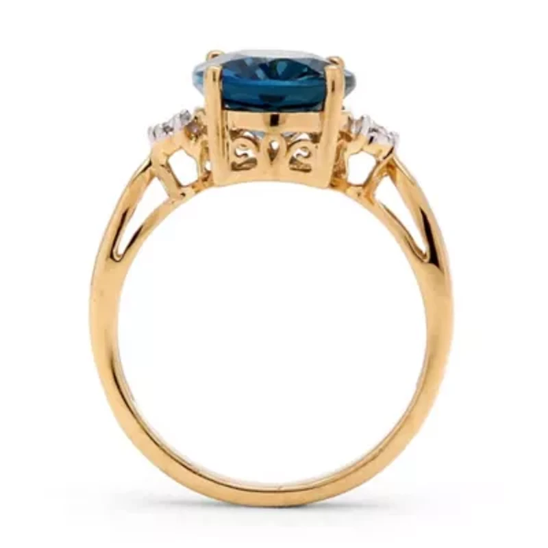 4.51 TCW Genuine London Blue Topaz Ring Gold-Plated Sterling Silver