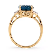 4.51 TCW Genuine London Blue Topaz Ring Gold-Plated Sterling Silver