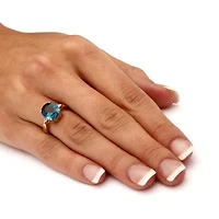 4.51 TCW Genuine London Blue Topaz Ring Gold-Plated Sterling Silver