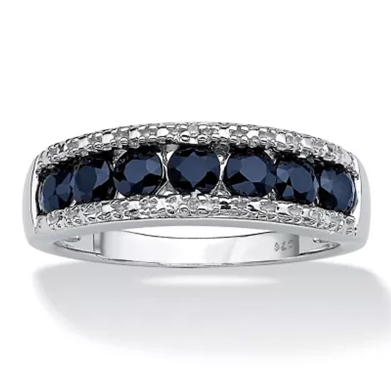 1.06 TCW Sapphire and Diamond Accent Ring Platinum-plated Sterling Silver