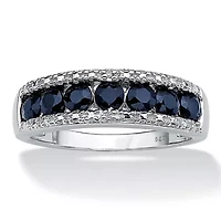 1.06 TCW Sapphire and Diamond Accent Ring Platinum-plated Sterling Silver