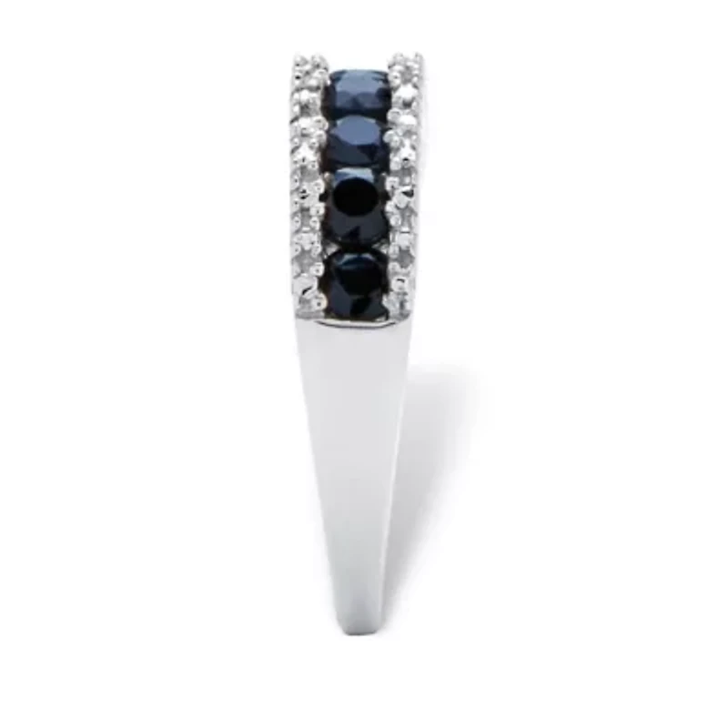 1.06 TCW Sapphire and Diamond Accent Ring Platinum-plated Sterling Silver