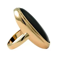 Oval-Shaped Genuine Onyx Yellow Gold-Plated Ring