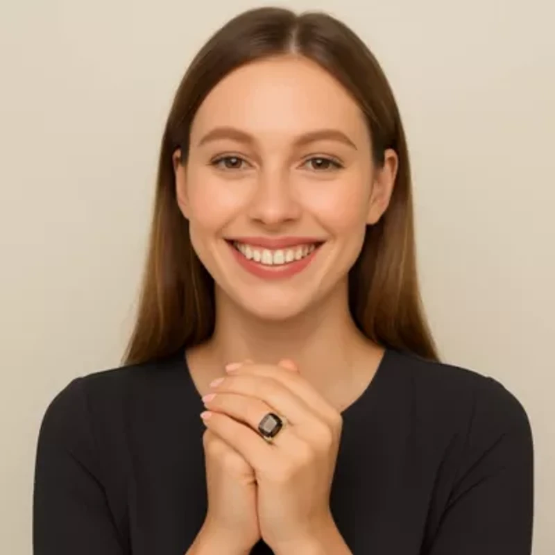 Gold-Plated Multi-Faceted Smoky Quartz Ring