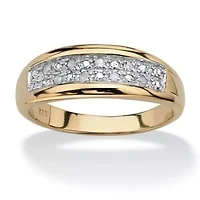 Men's 1/8 Cttw. Pave Gold-Plated Sterling Silver Diamond Wedding Band