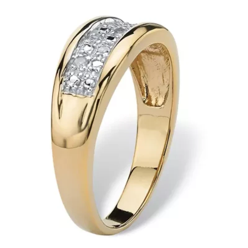Men's 1/8 Cttw. Pave Gold-Plated Sterling Silver Diamond Wedding Band