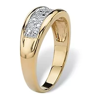 Men's 1/8 Cttw. Pave Gold-Plated Sterling Silver Diamond Wedding Band