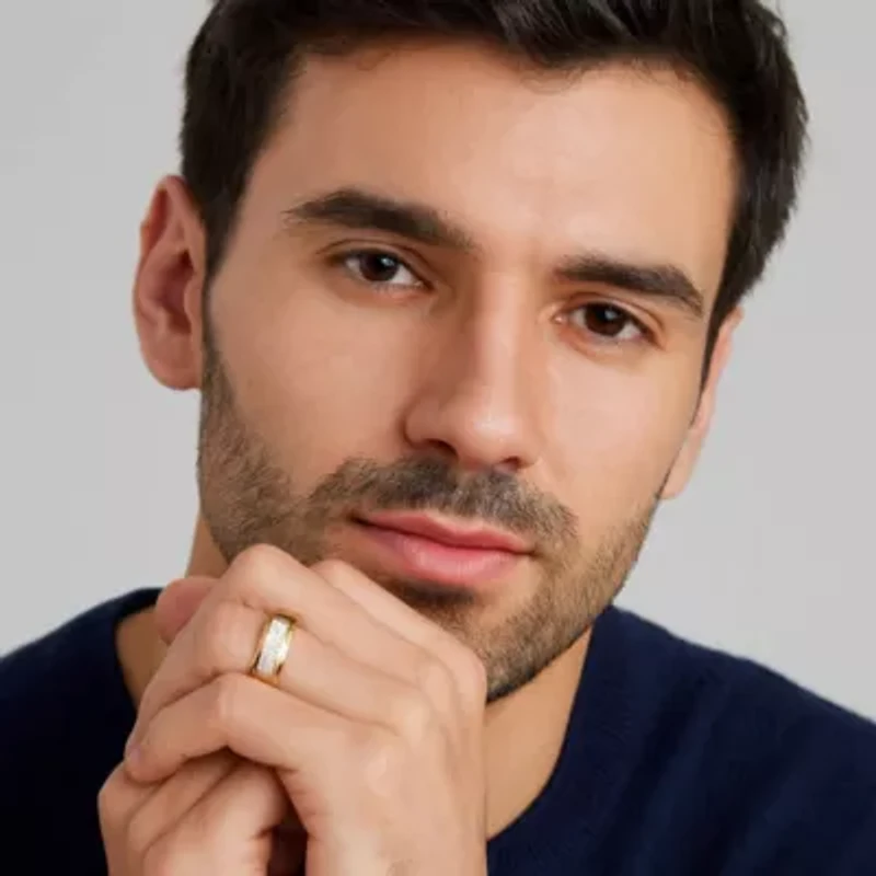 Men's 1/8 Cttw. Pave Gold-Plated Sterling Silver Diamond Wedding Band