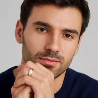 Men's 1/8 Cttw. Pave Gold-Plated Sterling Silver Diamond Wedding Band