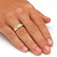 Men's 1/8 Cttw. Pave Gold-Plated Sterling Silver Diamond Wedding Band