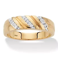 Men's Diamond Accent 18k Gold-plated Sterling Silver Diagonal Wedding Band