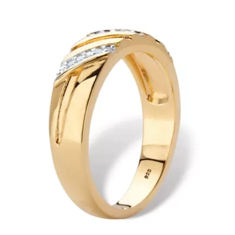 Men's Diamond Accent 18k Gold-plated Sterling Silver Diagonal Wedding Band