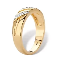 Men's Diamond Accent 18k Gold-plated Sterling Silver Diagonal Wedding Band