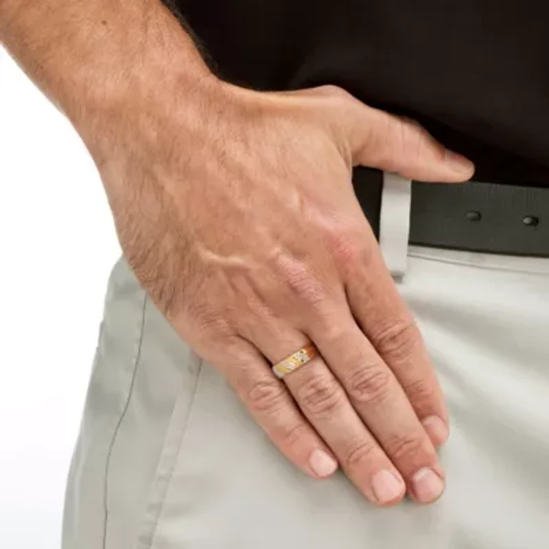 Men's Diamond Accent 18k Gold-plated Sterling Silver Diagonal Wedding Band