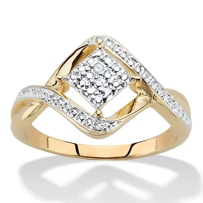 Diamond Accent  Gold-Plated Cluster Bypass Ring