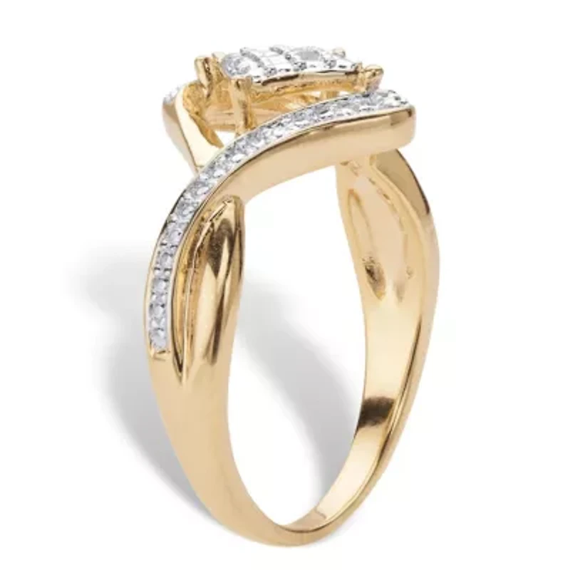 Diamond Accent  Gold-Plated Cluster Bypass Ring