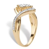 Diamond Accent  Gold-Plated Cluster Bypass Ring